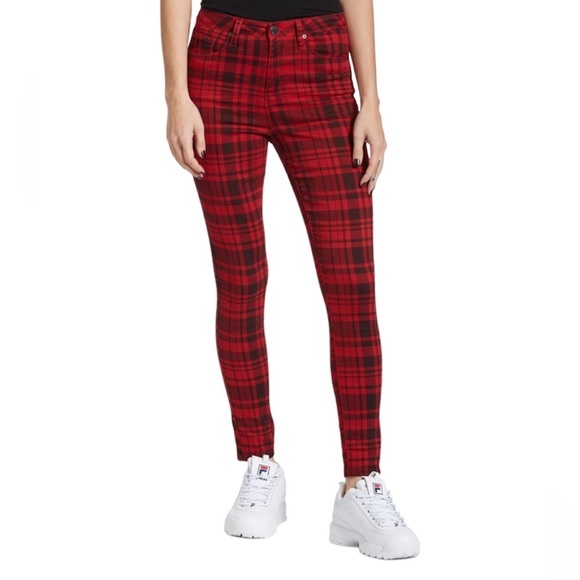 YMI🦎High-Rise Plaid Skinny Pants🌵 - Picture 1 of 5